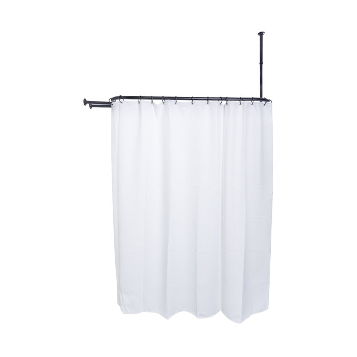 UtopiaAlley 59'' DShaped Fixed Shower Curtain Rod & Hook Set & Reviews
